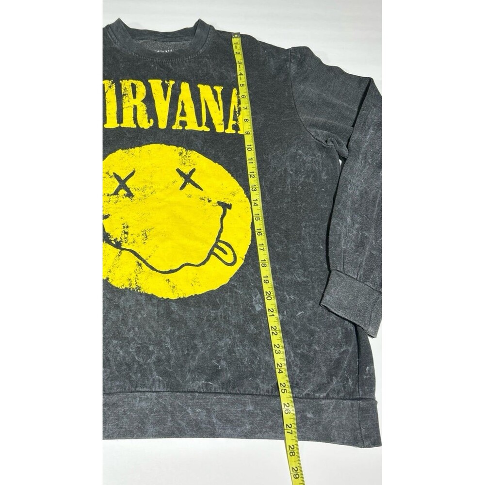 Nirvana Men's Large Gray Smiley Face Graphic Pullover Hoodie - Picture 3 of 6